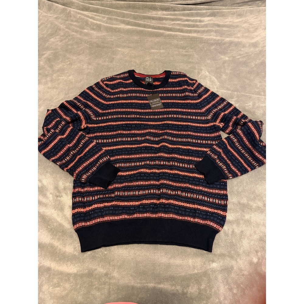 Jos A Bank Traveler Pima Cotton Mens XL Crew Neck Striped Sweater